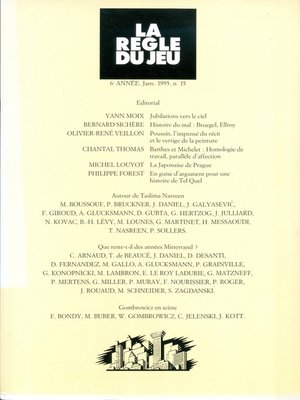 cover image of La règle du jeu n°15